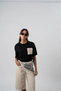 Black Crochet Pocket Essential Tee