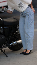 Studded Straight-Leg Denim